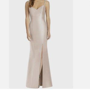 ALFRED SUNG D758 SURPLICE SATIN TWILL TRUMPET Cameo Pink DRESS GOWN…